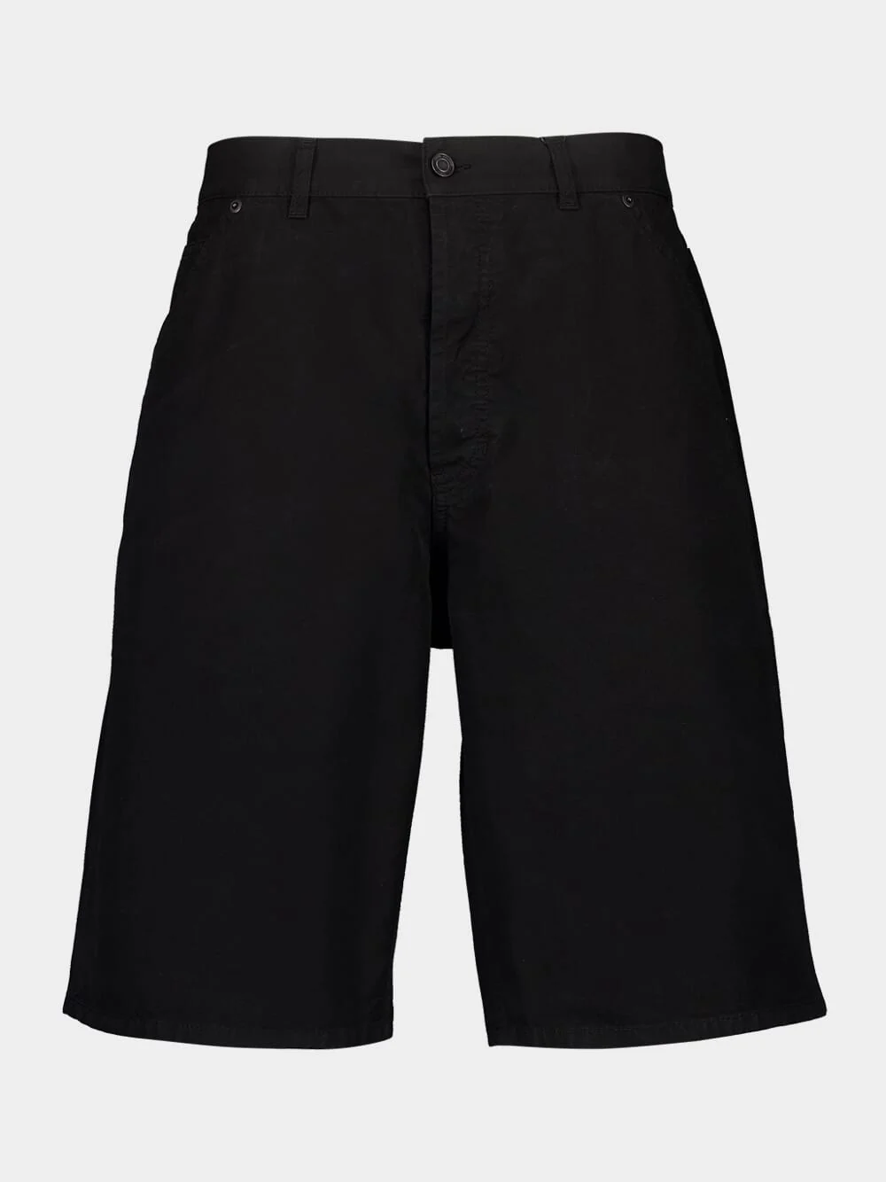 Black Baggy Cotton Twill Bermuda Shorts