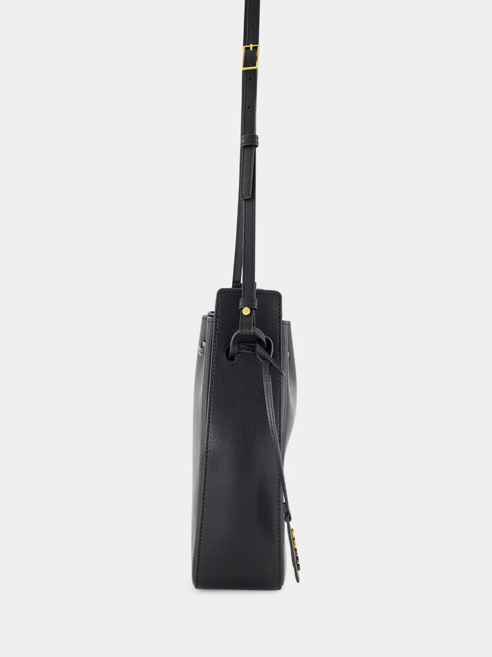 Black Leather Bucket Bag with Cassandre Charm - Image 4