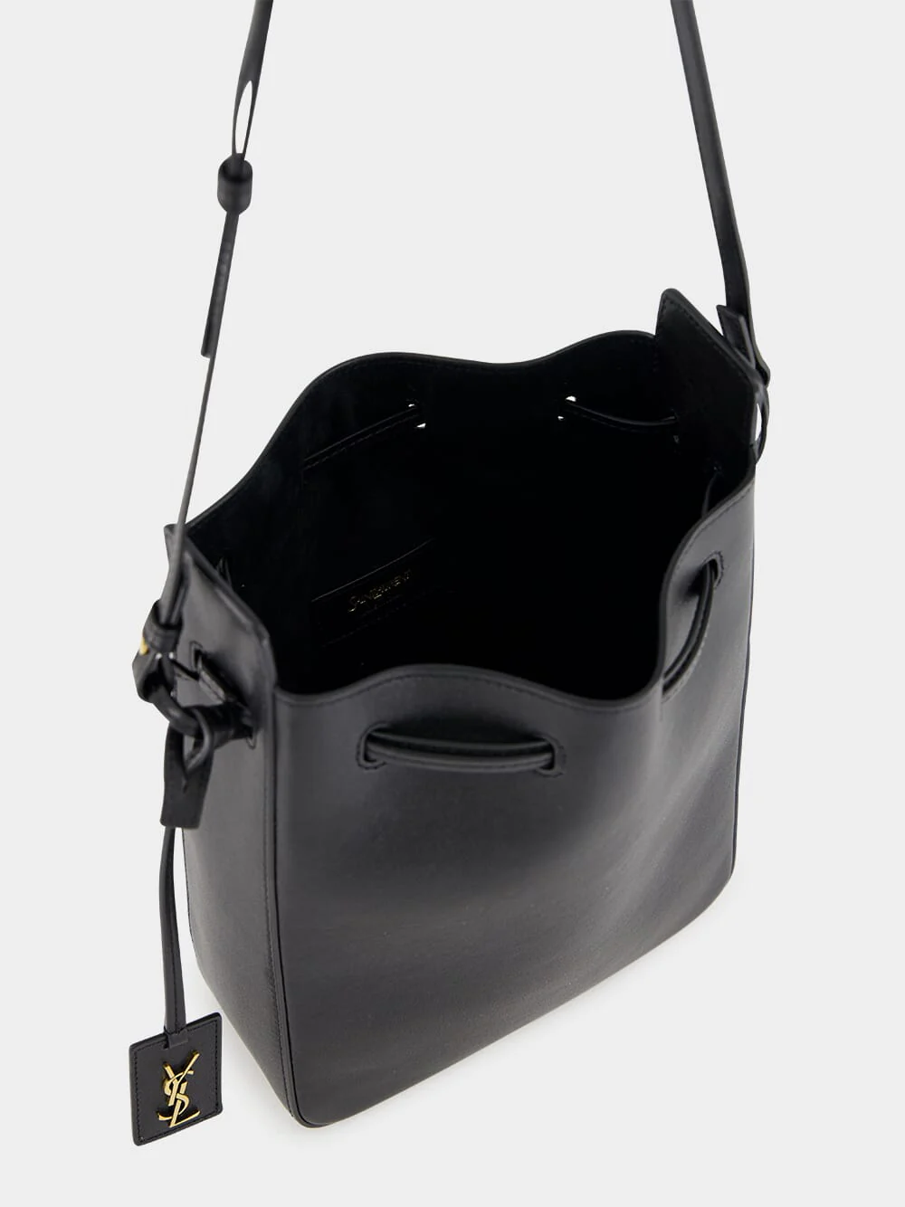Black Leather Bucket Bag with Cassandre Charm - Image 6