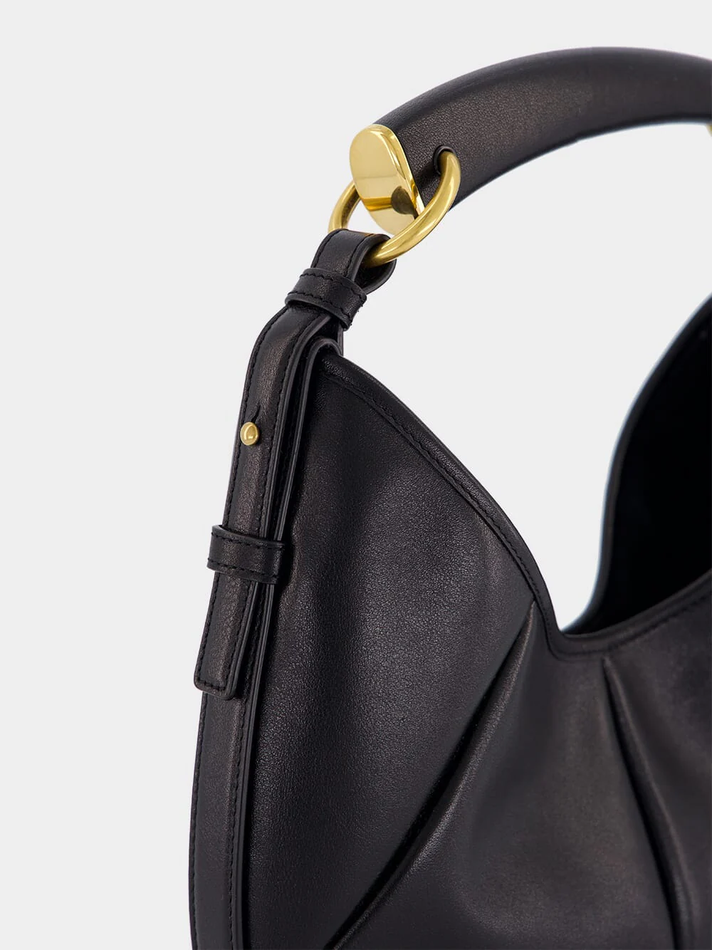 Black Mombasa Small Leather Hobo Bag - Image 7
