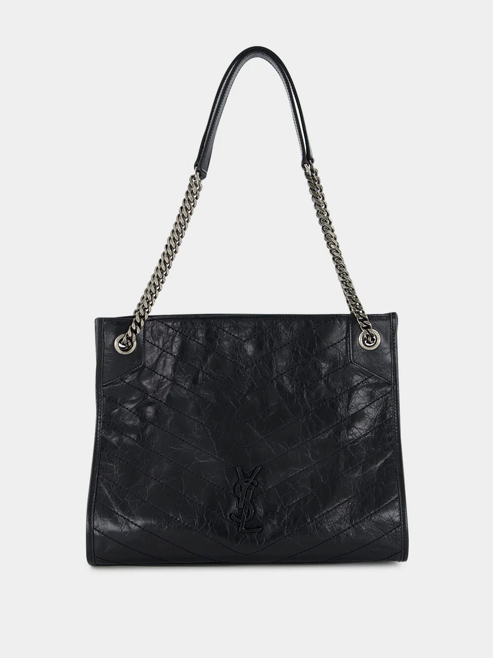Black Niki Vintage Leather Shopping Bag