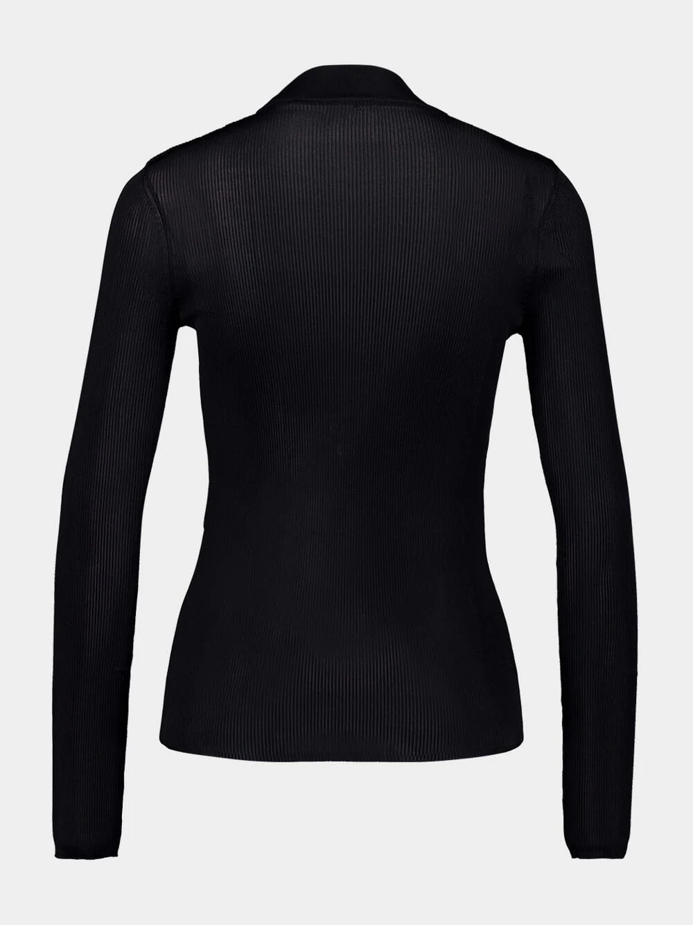 Black Ribbed Sweater Cassandre in Silk - Image 2