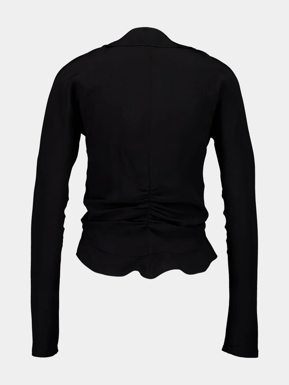 Black Ruffled Silk Crepe de Chine Blouse - Image 2