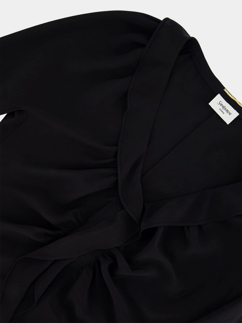 Black Ruffled Silk Crepe de Chine Blouse - Image 3