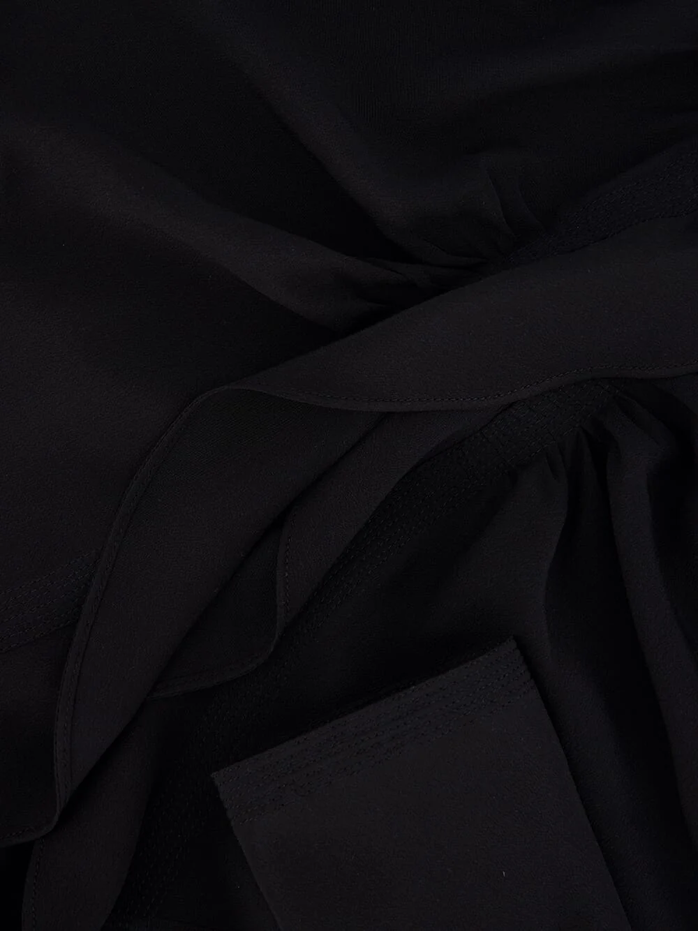 Black Ruffled Silk Crepe de Chine Blouse - Image 4