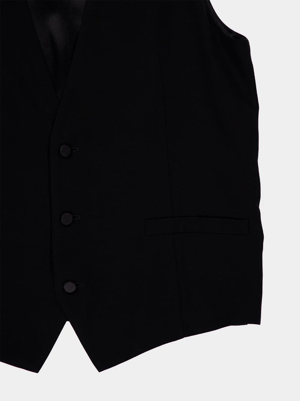 Black Silk Crepe Muslin Buttoned Vest - Image 5