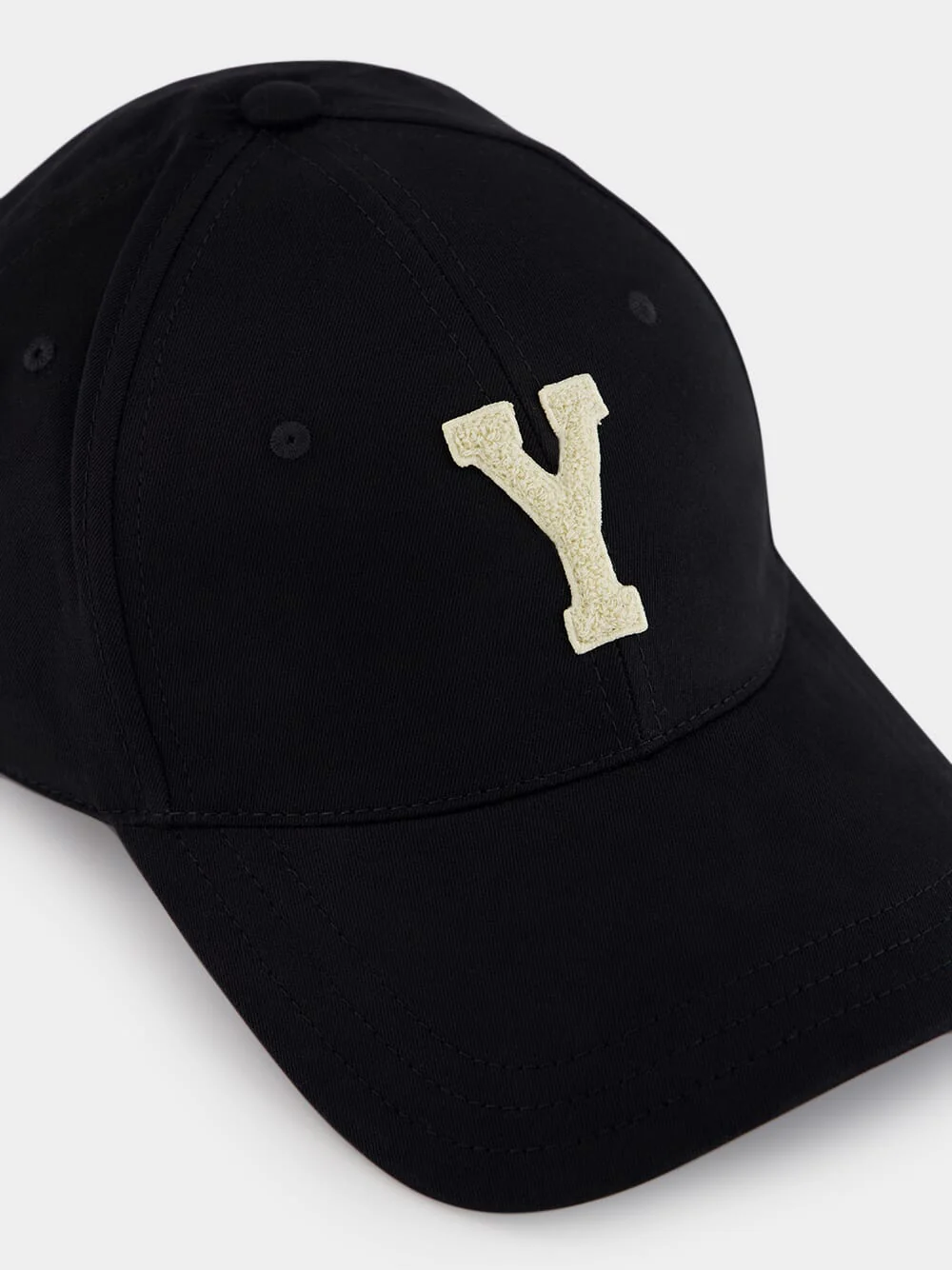 Black Y Varsity Cap in Gabardine - Image 3