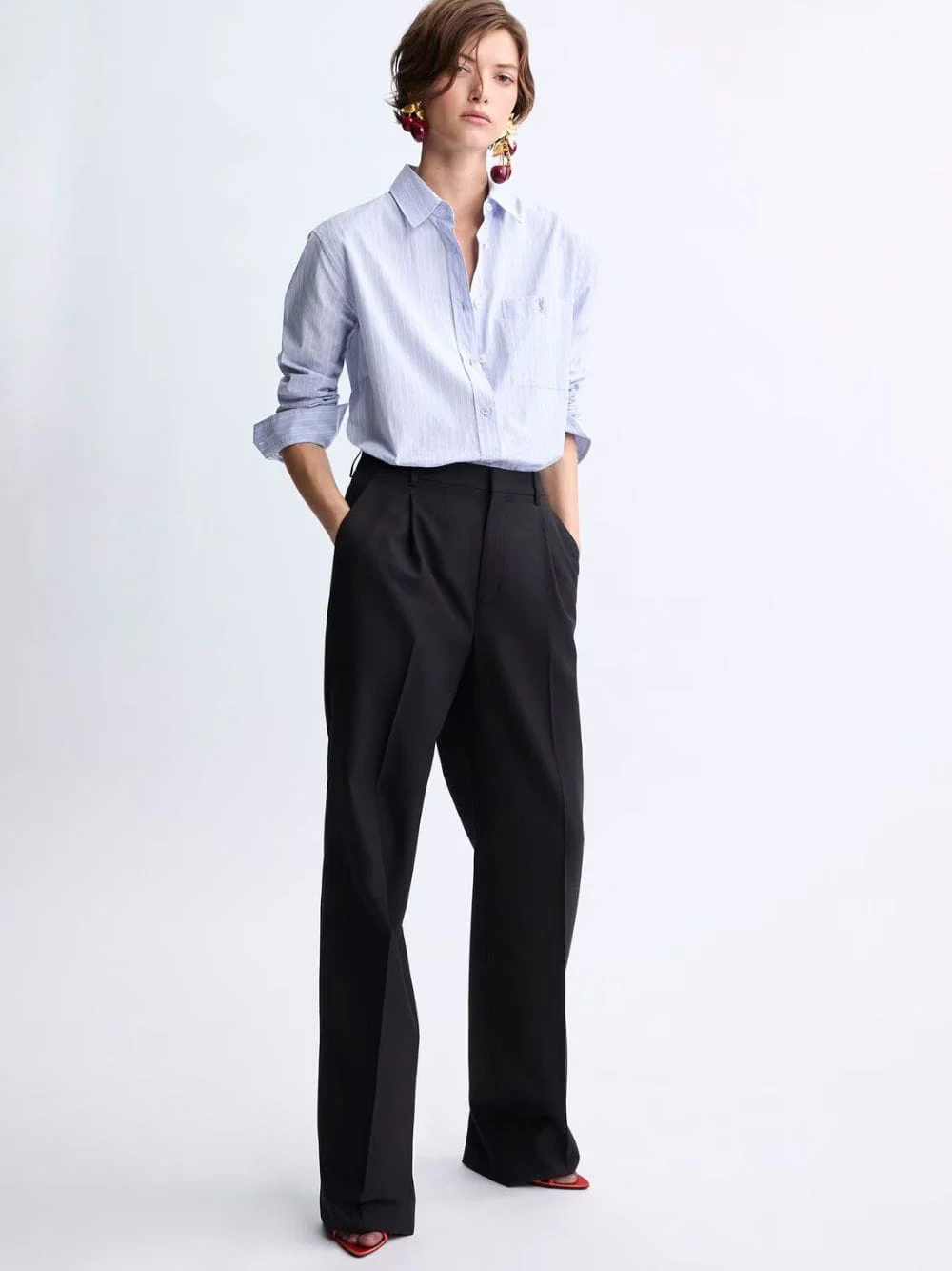 Blue and Grey Striped Cotton Poplin Shirt