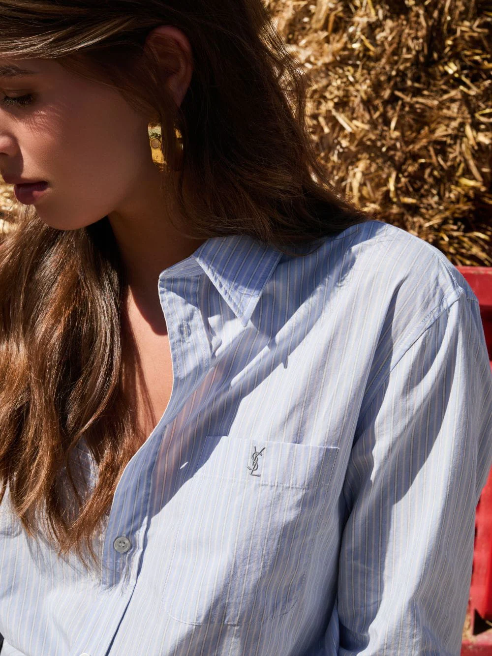 Blue and Grey Striped Cotton Poplin Shirt - Image 3