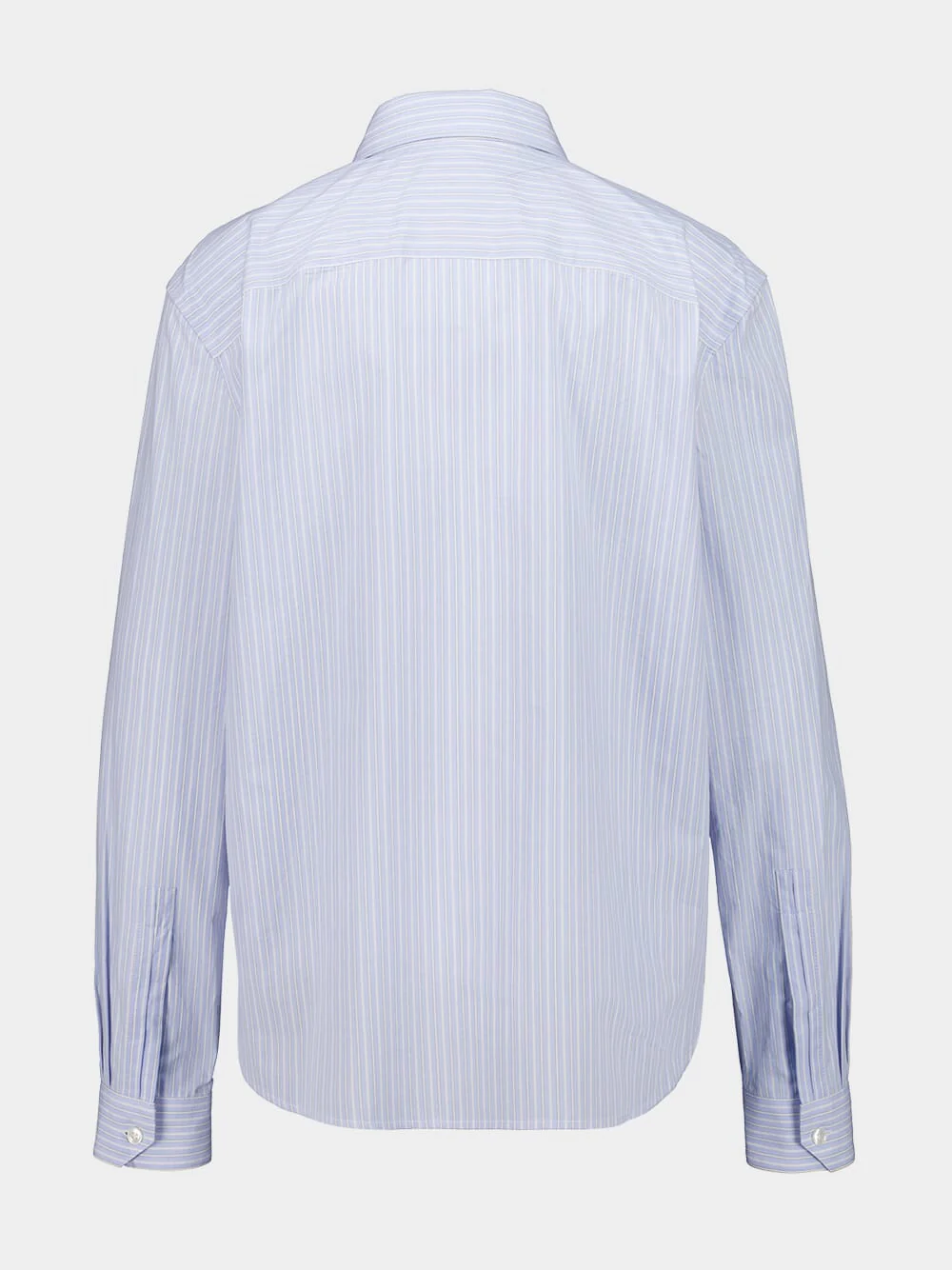 Blue and Grey Striped Cotton Poplin Shirt - Image 4