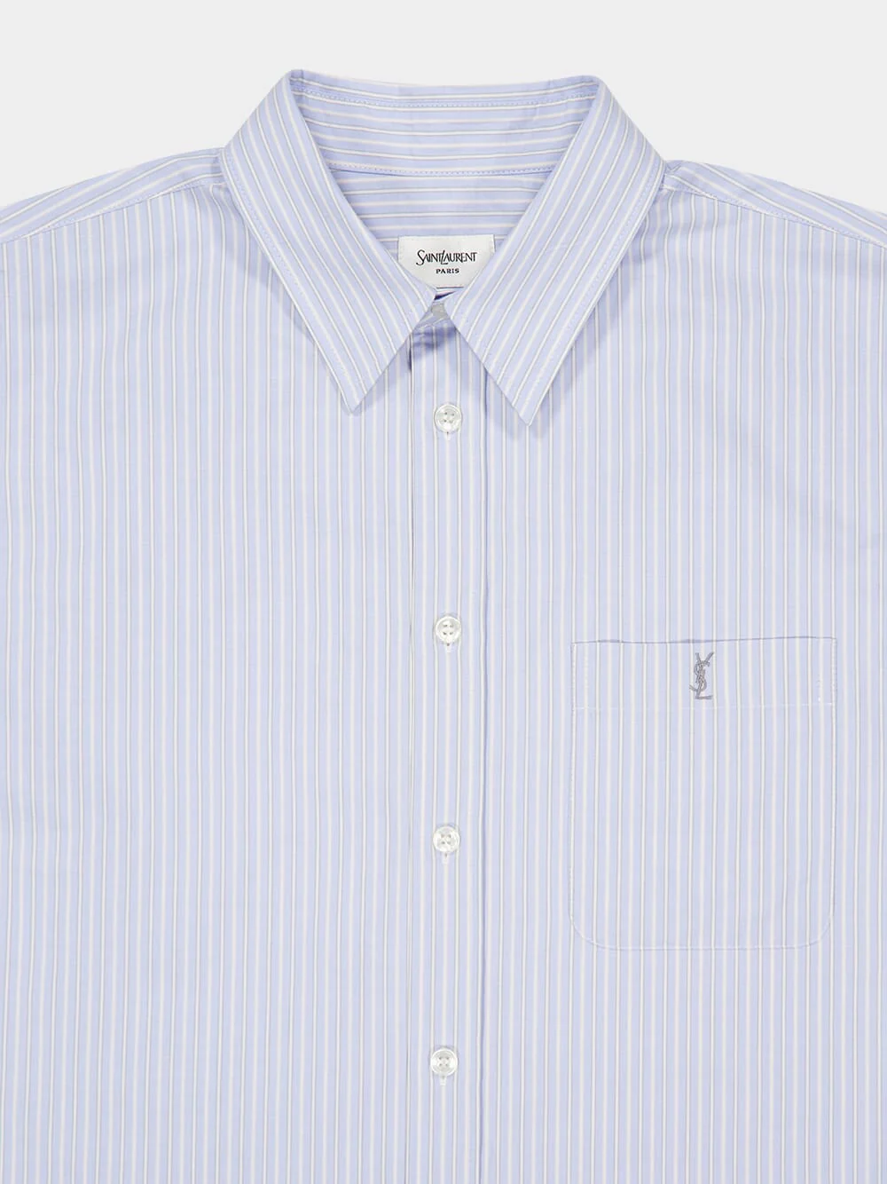 Blue and Grey Striped Cotton Poplin Shirt - Image 5