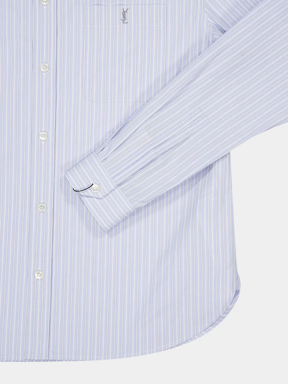 Blue and Grey Striped Cotton Poplin Shirt - Image 6