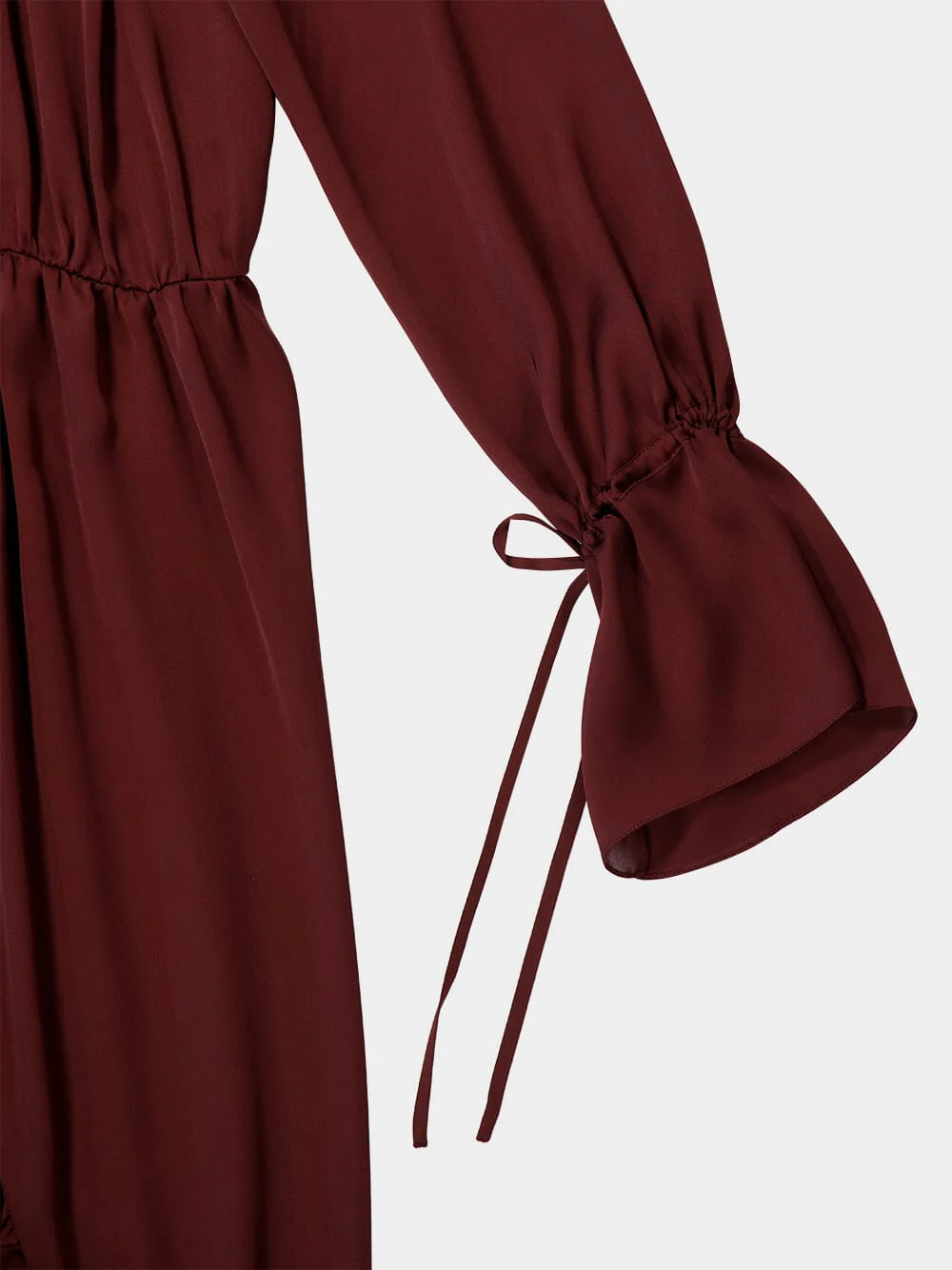 Bordeaux Ruffled Silk Charmeuse Wrap Dress - Image 4