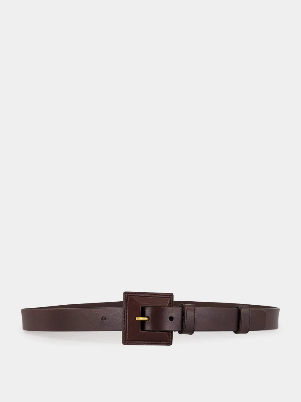 Brown Squared Buckle Leather Belt