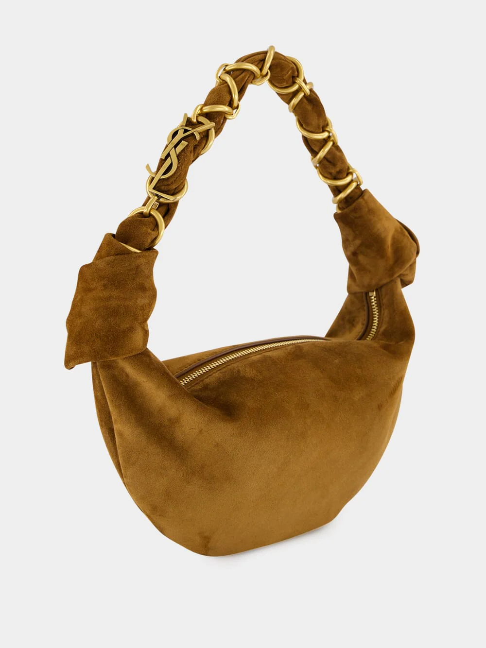 Caramel Cognac Amalia Mini Suede Hobo Handbag - Image 2