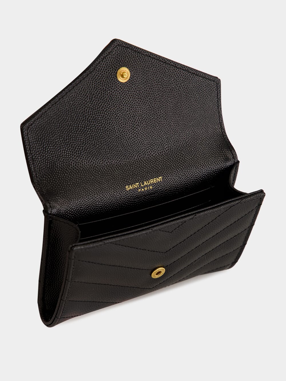 Cassandre Matelassé Small Envelope Wallet in Black Leather - Image 3