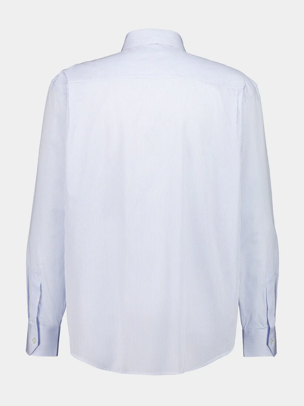 Chalk and Blue Striped Cotton Poplin Shirt - Image 2