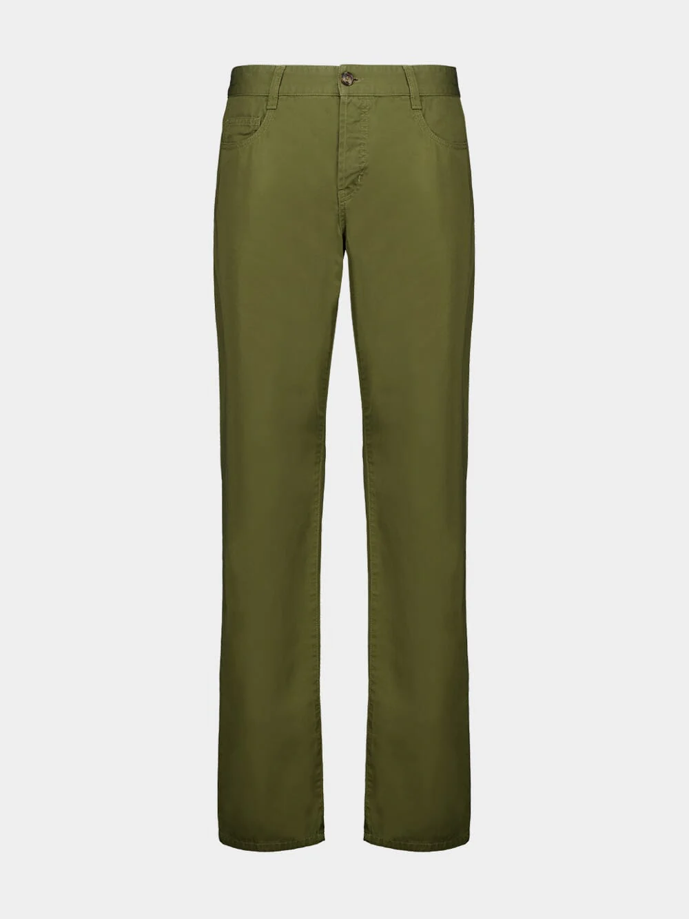 Khaki Green Relaxed Slim Pants - Image 5