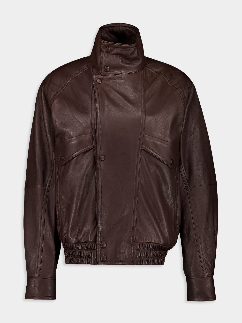 Marron Lambskin Bomber Jacket - Image 2