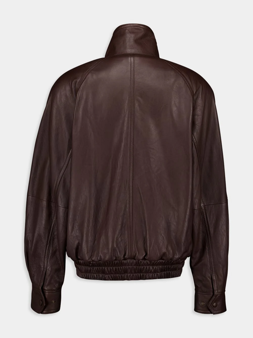 Marron Lambskin Bomber Jacket - Image 3
