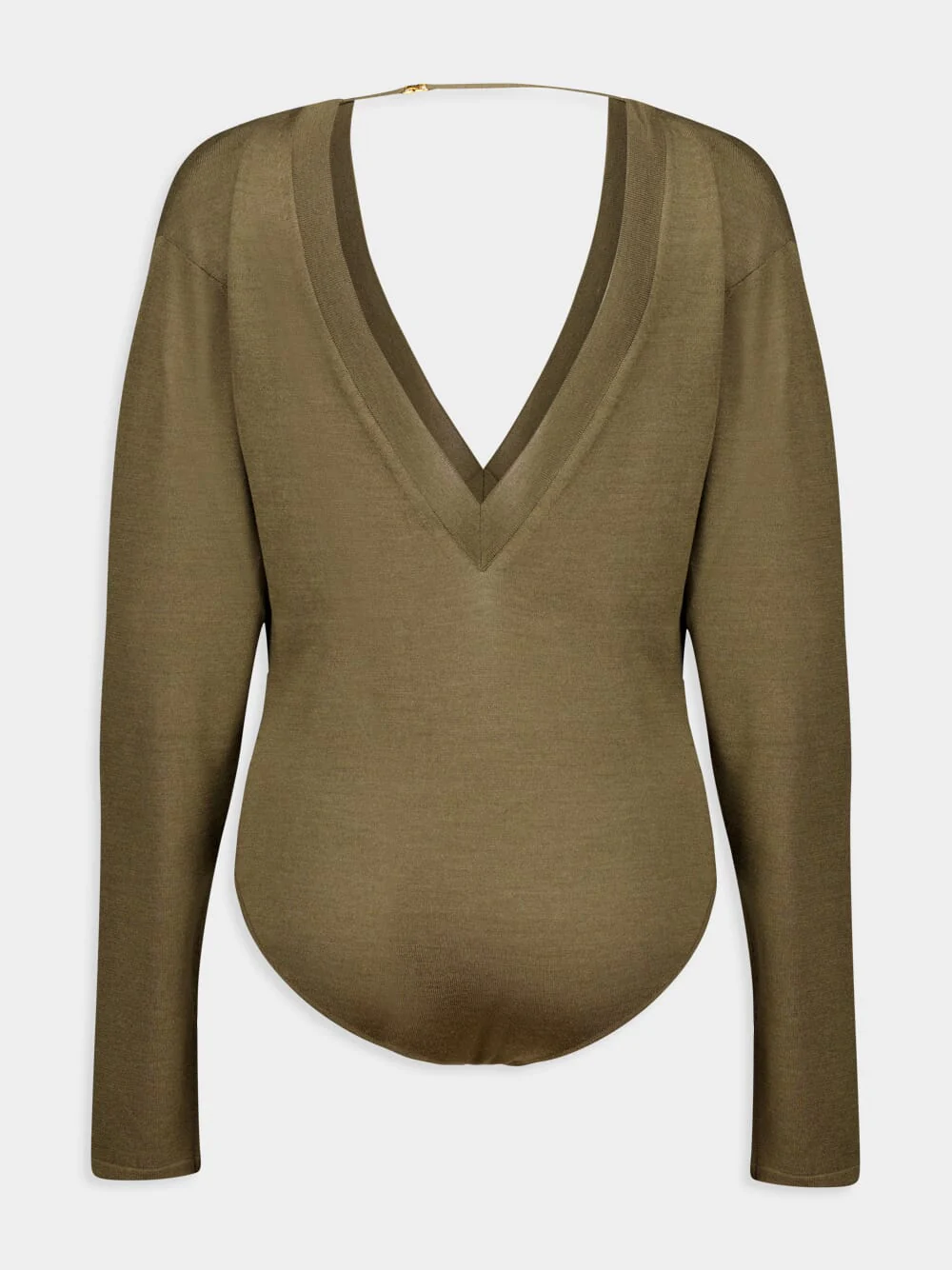 Olive Green V-Neck Bodysuit - Image 2