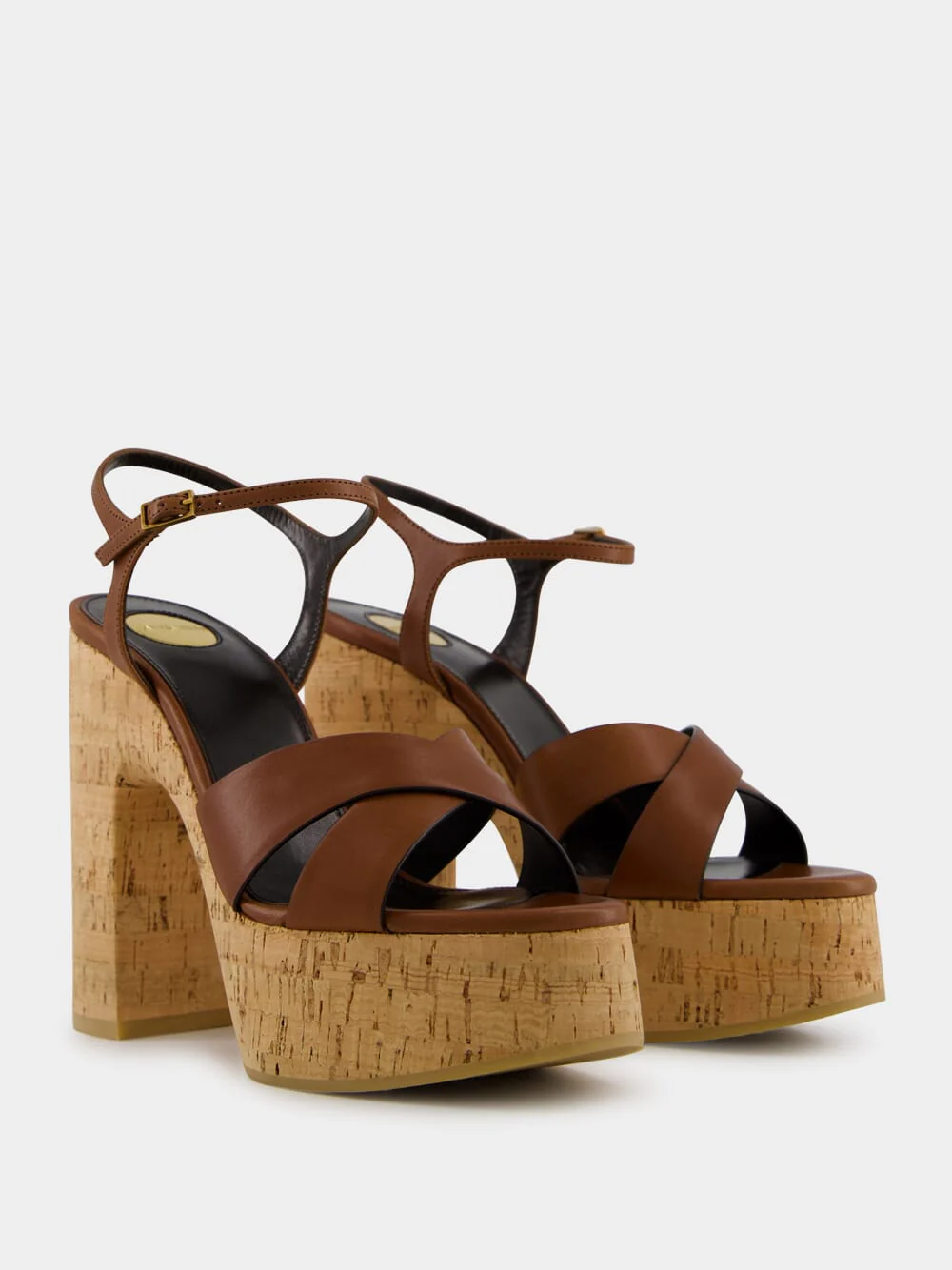 Cognac Bianca Platform Sandals in Smooth Leather - Image 3