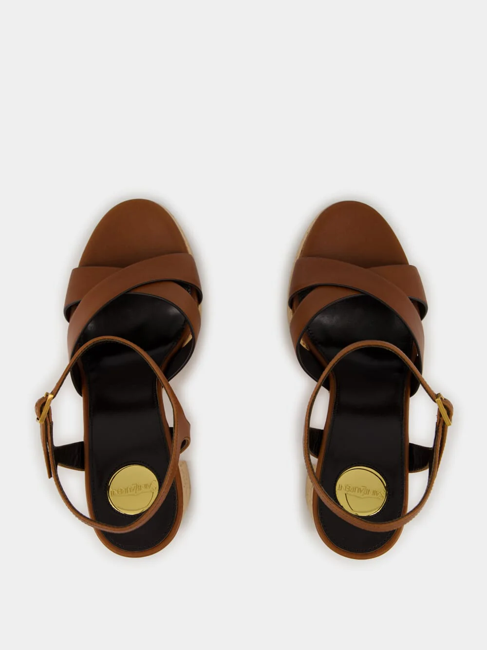 Cognac Bianca Platform Sandals in Smooth Leather - Image 4