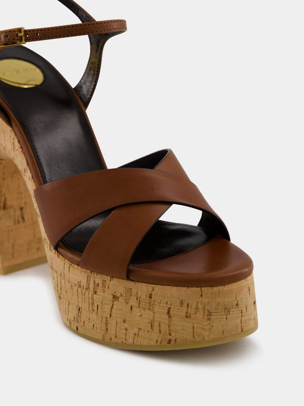 Cognac Bianca Platform Sandals in Smooth Leather - Image 7