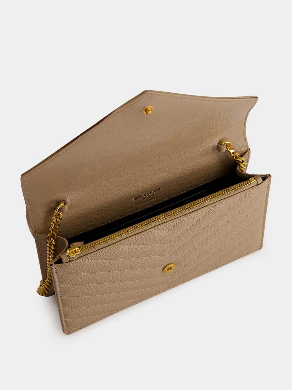 Dark Beige Cassandre Envelope Chain Wallet - Image 6