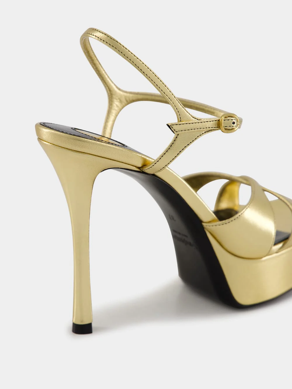 Gold Debbie Platform Sandals in Metallic Leather - Image 6