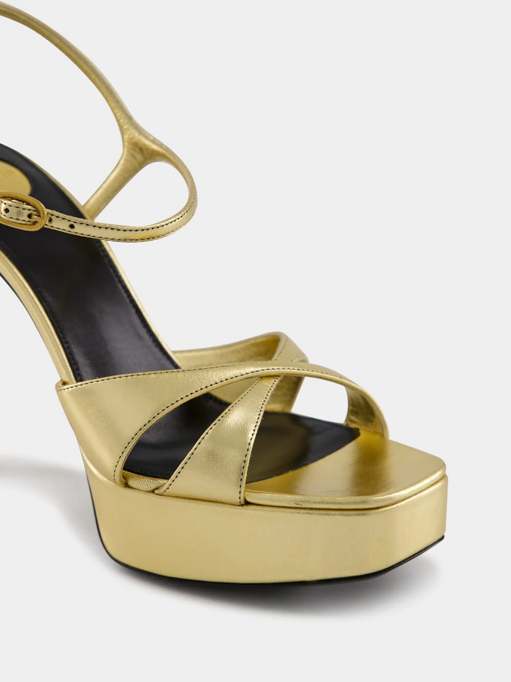 Gold Debbie Platform Sandals in Metallic Leather - Image 7