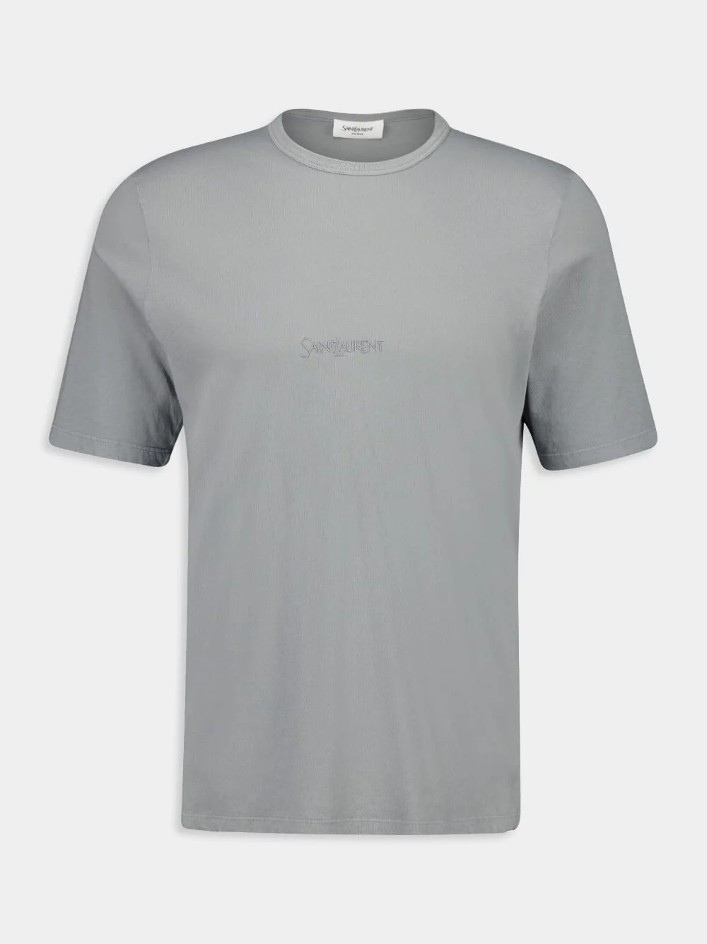 Grey Short-Sleeve Crewneck Cotton T-Shirt