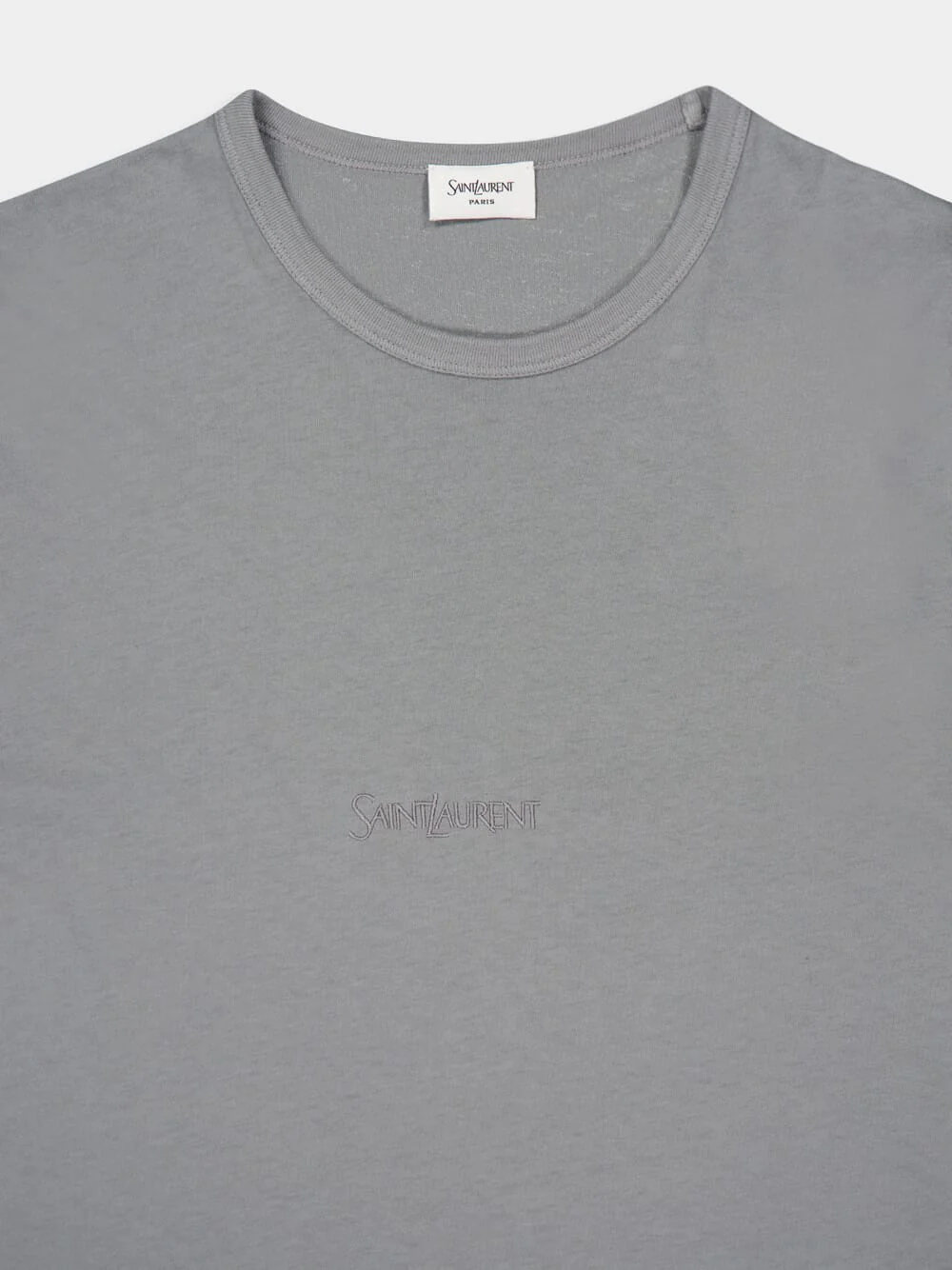 Grey Short-Sleeve Crewneck Cotton T-Shirt - Image 3