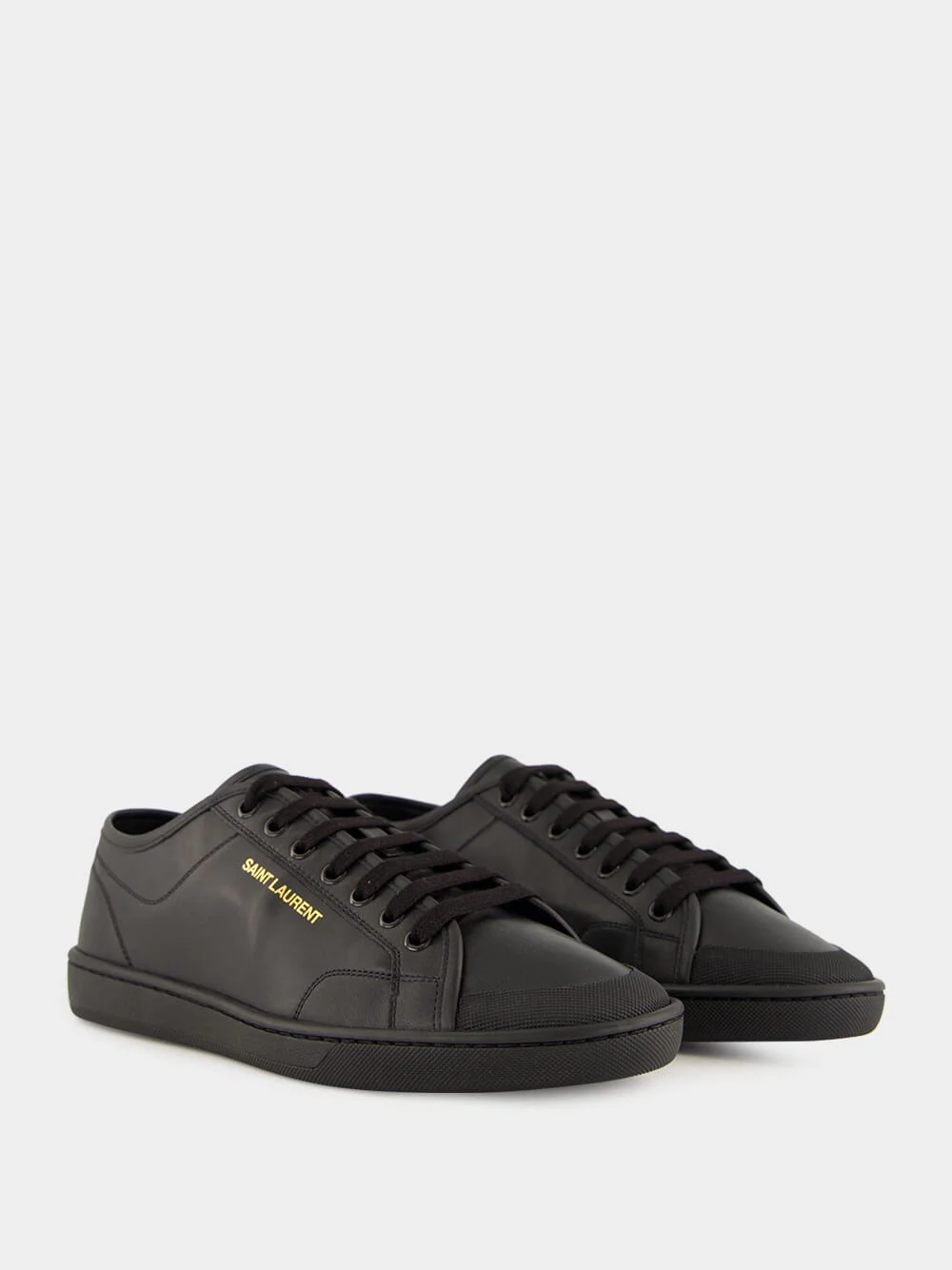 Gym Sneakers in Black Smooth Leather - Image 3