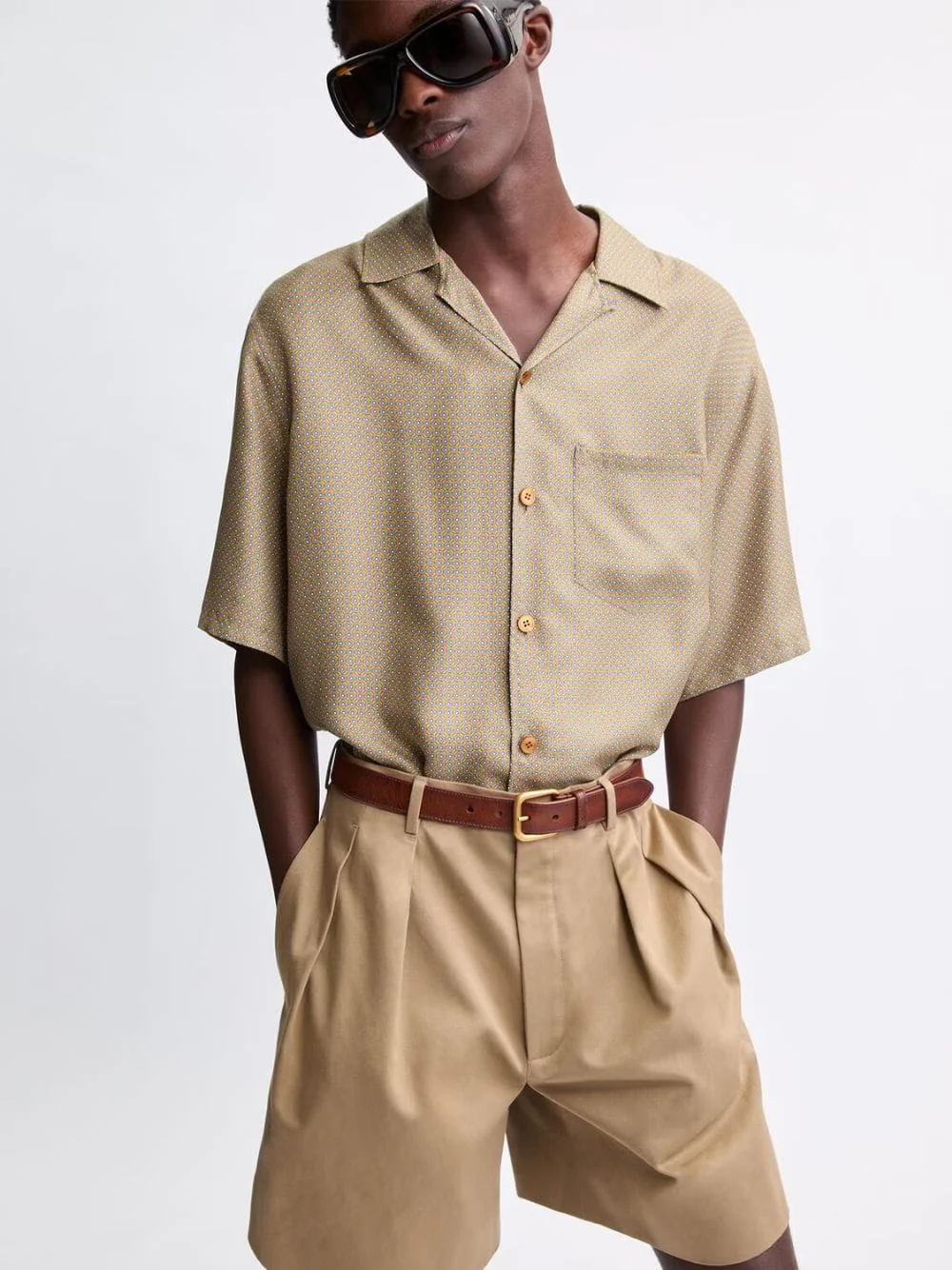Jaune Gris Geometric Silk Shirt - Image 2