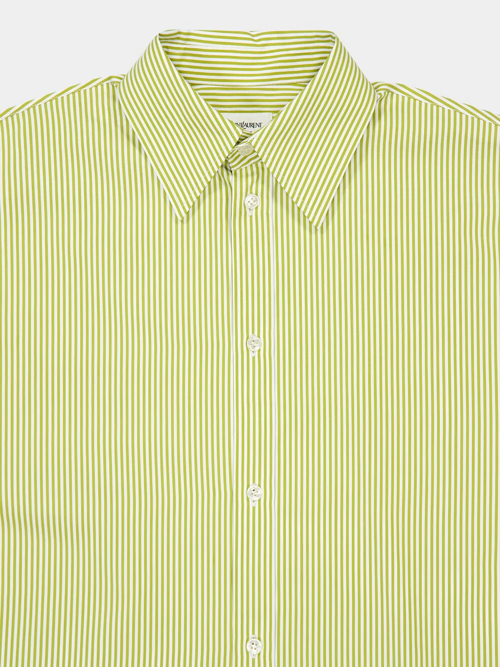 Khaki and White Striped Cotton Poplin Shirt - Image 3