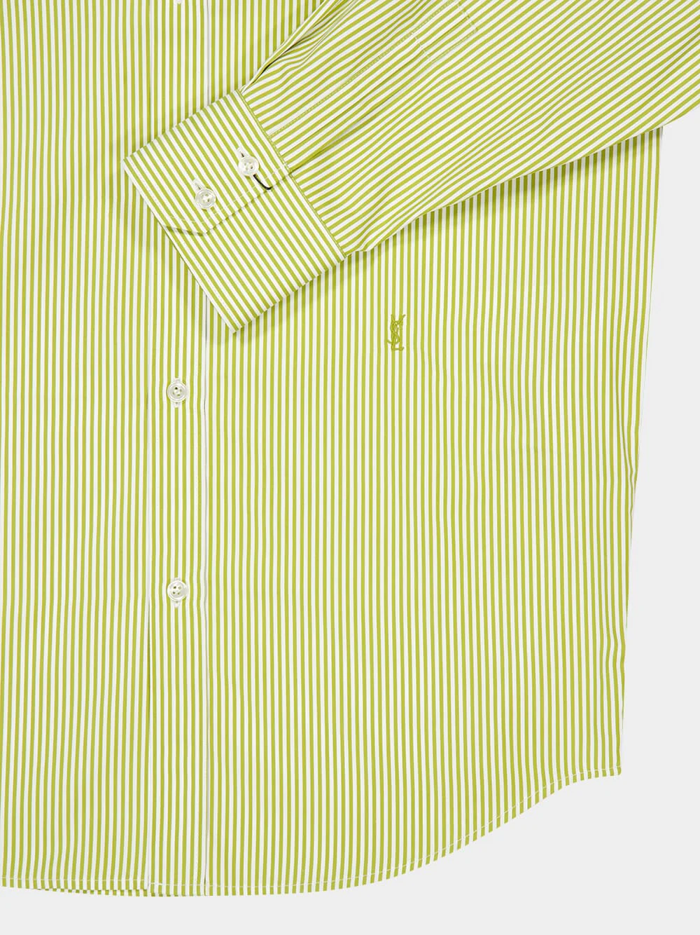 Khaki and White Striped Cotton Poplin Shirt - Image 4
