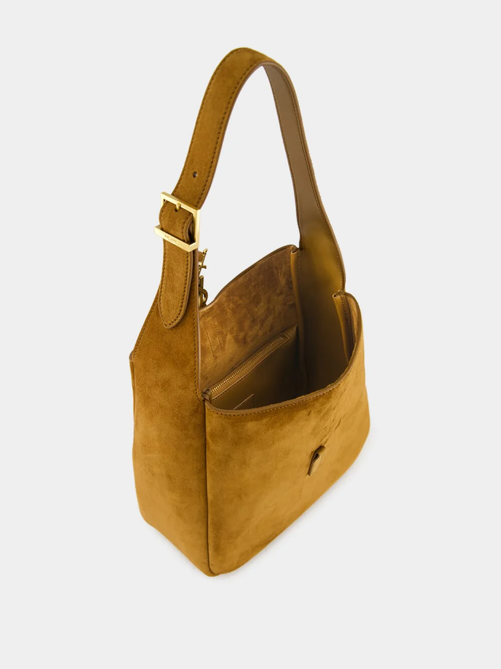 Le 5 à 7 Handbag in Orange Caramel Cognac Suede Satin Calf - Image 6
