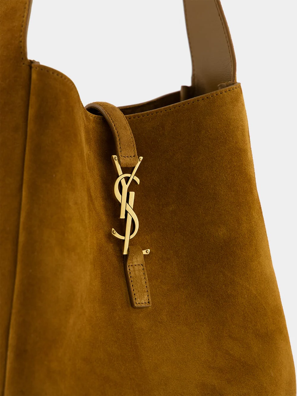 Le 5 à 7 Handbag in Orange Caramel Cognac Suede Satin Calf - Image 7
