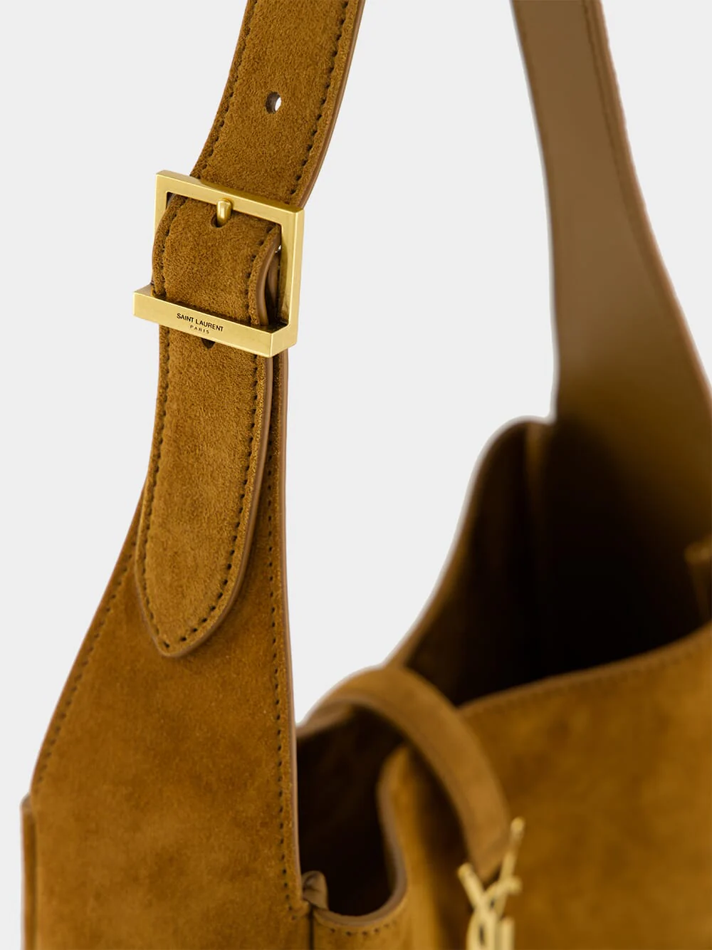 Le 5 à 7 Handbag in Orange Caramel Cognac Suede Satin Calf - Image 8