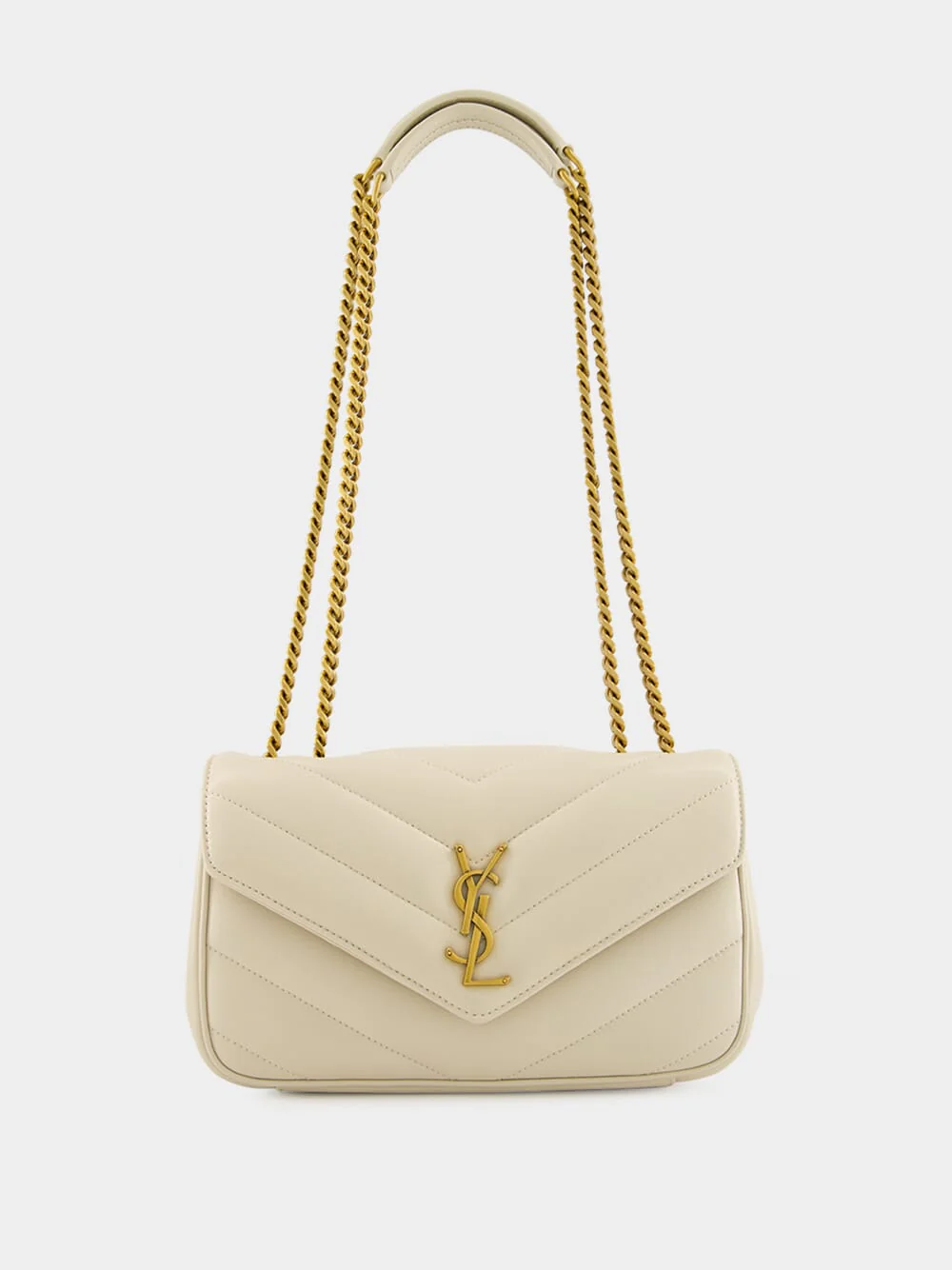 Loulou Small Chain Bag in Blanc Vintage Matelassé - Image 2