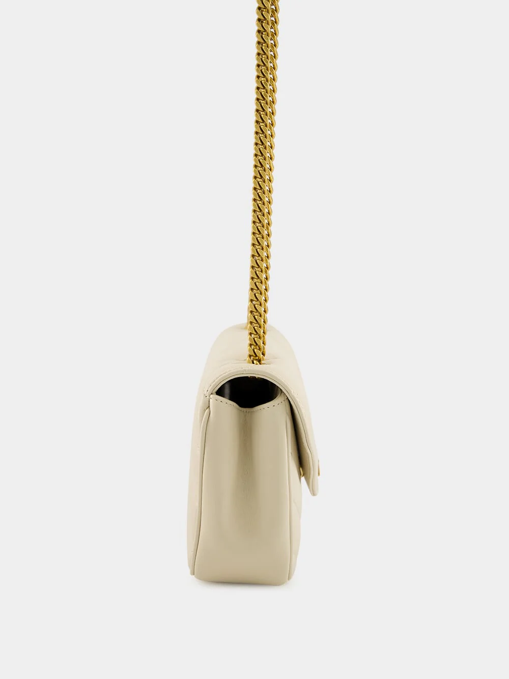 Loulou Small Chain Bag in Blanc Vintage Matelassé - Image 4