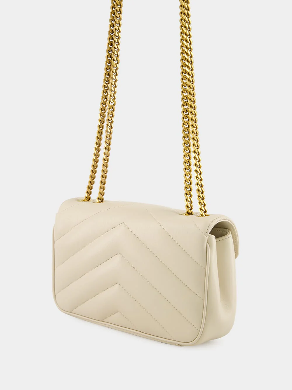 Loulou Small Chain Bag in Blanc Vintage Matelassé - Image 5