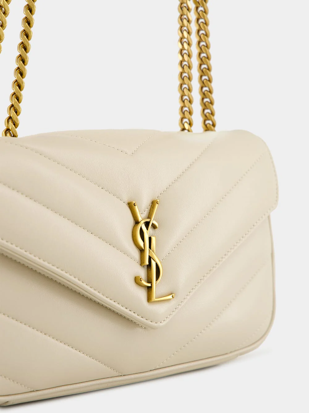 Loulou Small Chain Bag in Blanc Vintage Matelassé - Image 7