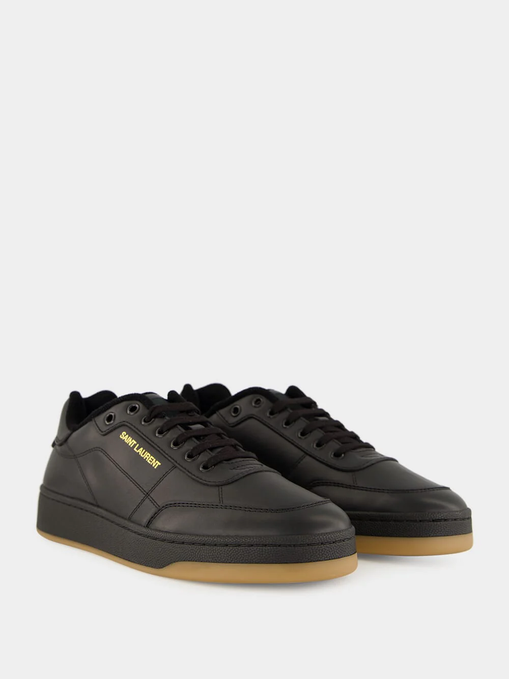 Low-Top Sneakers in Black Smooth Leather - Image 3