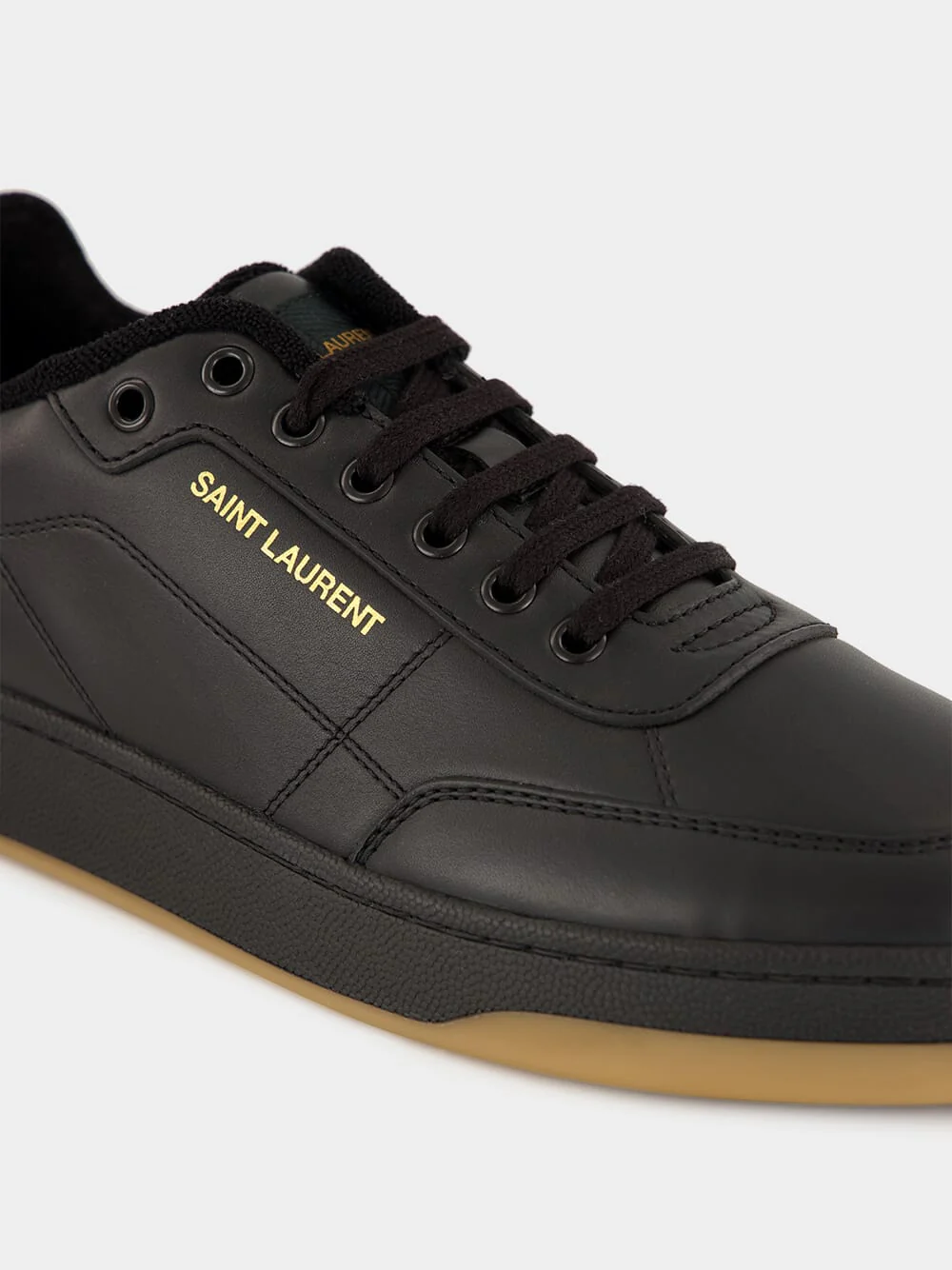 Low-Top Sneakers in Black Smooth Leather - Image 7