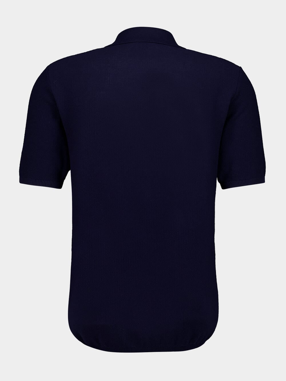 Marine blue cotton short-sleeve polo shirt - Image 3