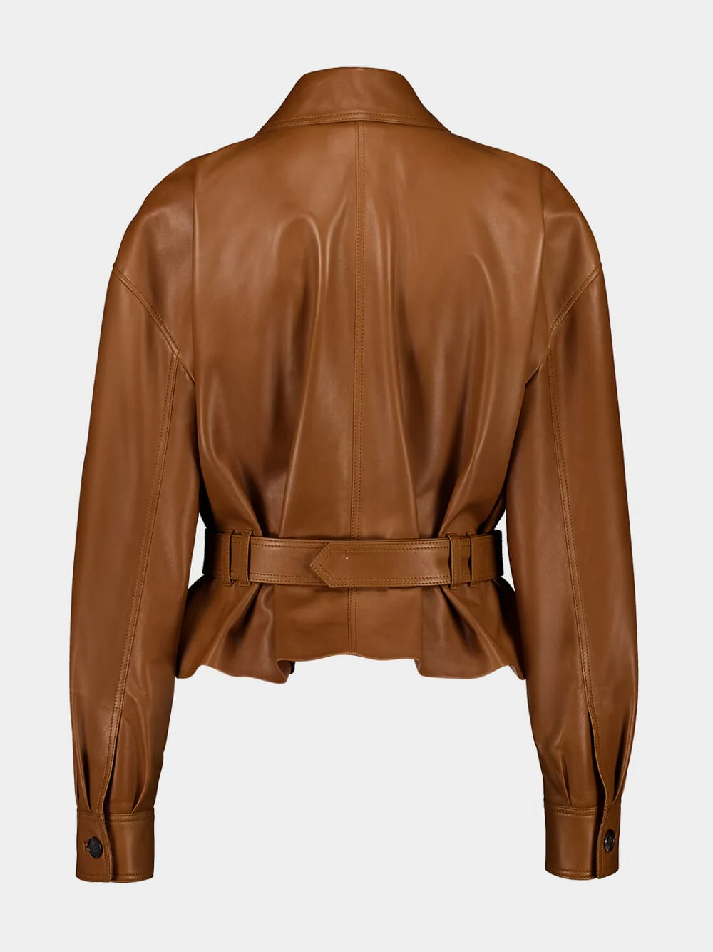 Marron Lambskin Short Safari Jacket - Image 3
