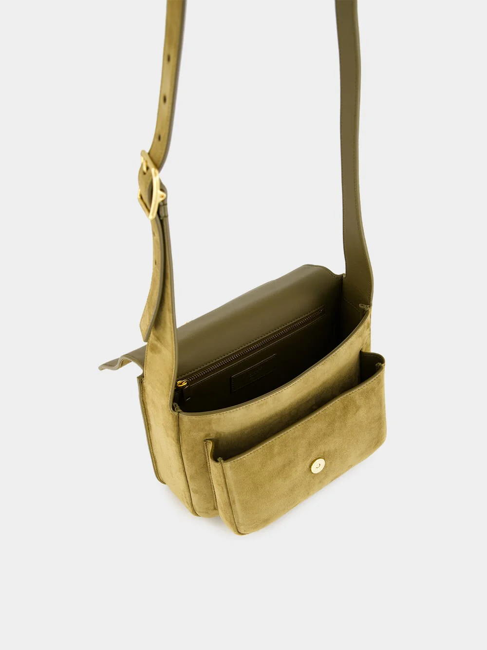 Niki Satchel in Barley Green Suede - Image 6