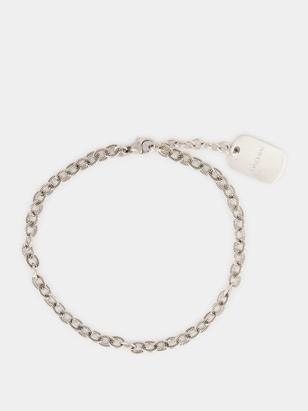 Oxidized Silver Ribbed Chain Bracelet